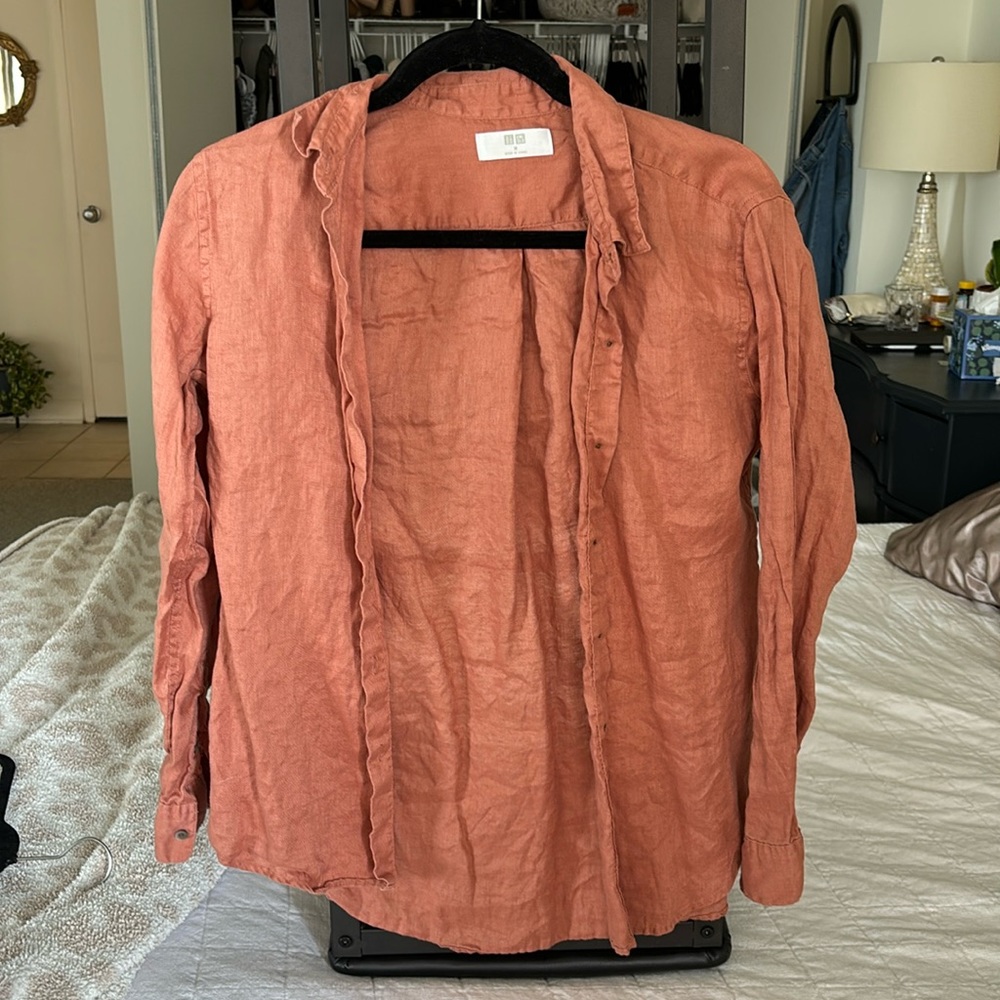 Uniqlo Linen Button Down Shirt Size M
